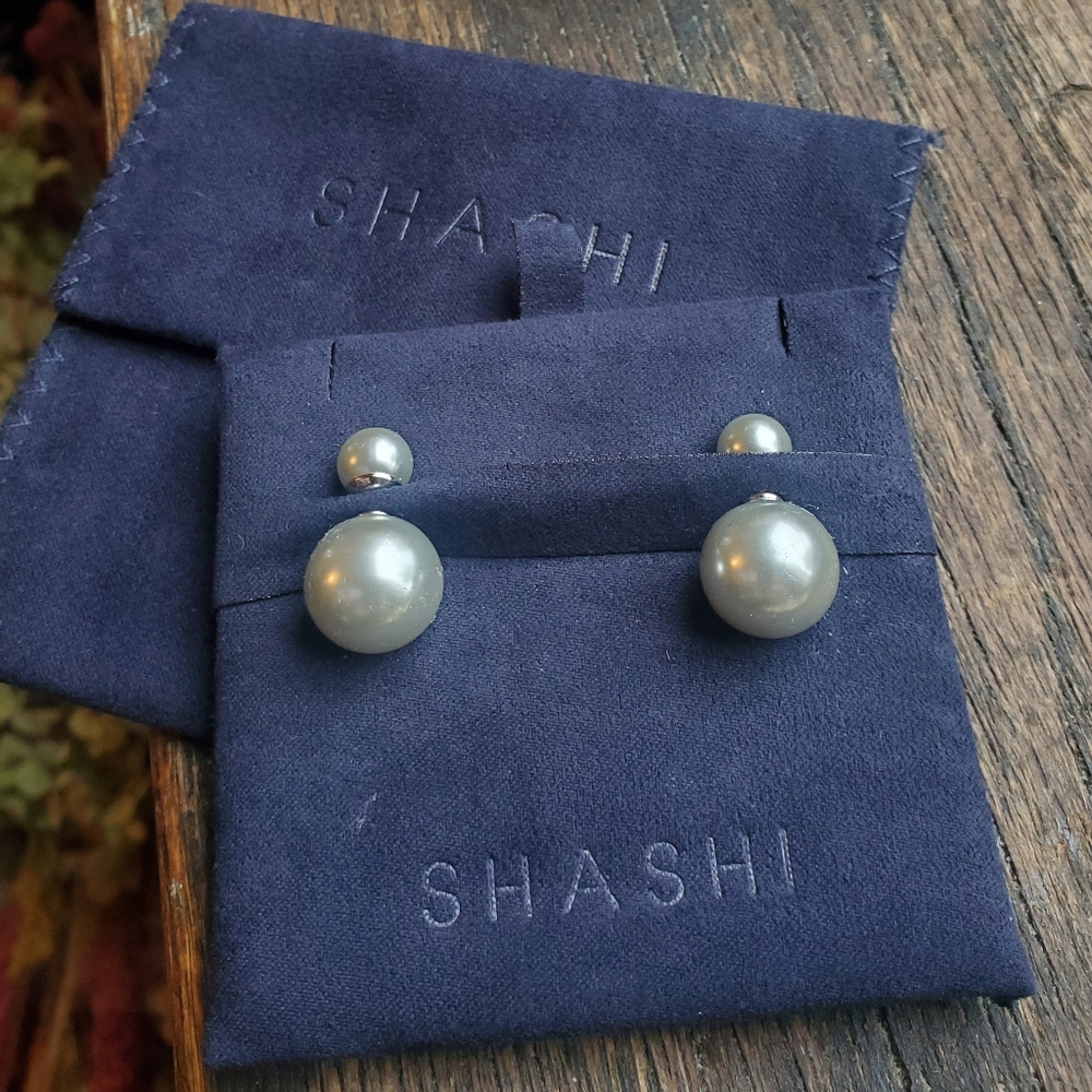 Sashi Pearlized Silver Double Ball earrings - NEW!